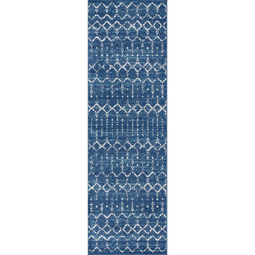 Moroccan Hype Boho Vintage Diamond Area Rug Blue/White